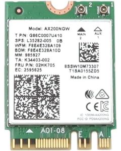 AX200NGW Wi-Fi 6 AX200 (Gig+) PCI-Express M.2 2230 802.11ax WLAN 2.4Gbps Bluetooth 5.2 WiFi Card 02HK705 11S02HK705 Compatible Replacement Spare Part for Intel Compatible and Laptop Systems