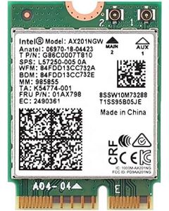 Intel AX201NGW Wi-Fi 6 AX201 Wireless Card - Bluetooth 5.1-2.4 GHz - 5 GHz - M.2 2230-2.4 Gbps - Dual Band (Renewed)